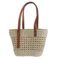 thumbnail image 1 of Women Straw Woven Handbag Handmade Boho with Zipper Strap Adjustable White, 1 of 4