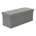 thumbnail image 2 of American Furniture Classics 43" Vinyl Foldable Tufted Storage Bench in Gun Gray, 2 of 9