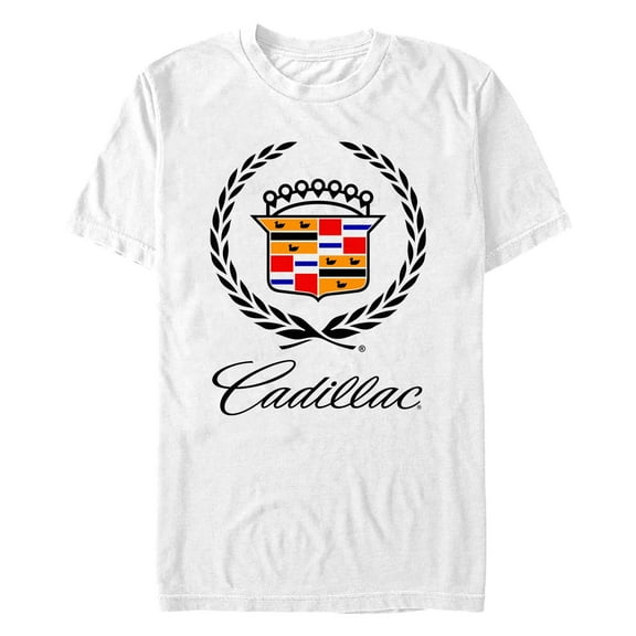 Men's General Motors Colorful Cadillac Logo Graphic Tee White Small
