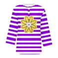 thumbnail image 3 of 3/4 Manga Superior Impresa Botón Suelto Cuello Redondo Camiseta, Tops Sueltos para las Mujeres, 3 of 3
