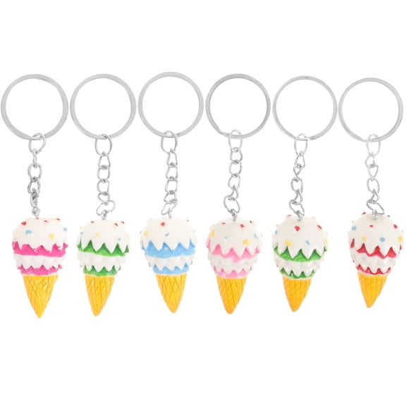 BESTOYARD 6Pcs Assorted Color Ice Cream Keychain Pendant Durable Key Ring for Bag Phone Car Decorative Use