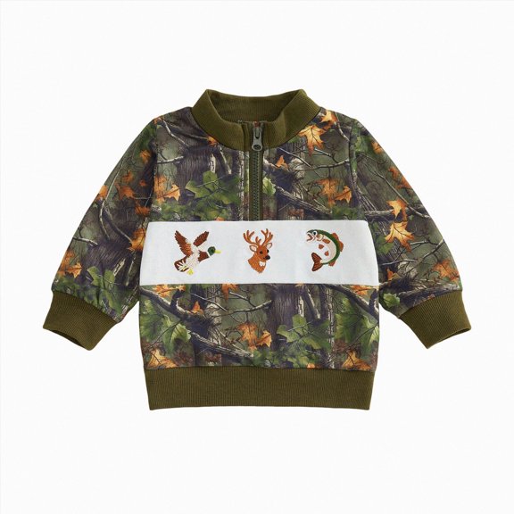 Gerichy Toddler Baby Boy Clothes Animal Print Long Sleeve Shirt Zip-up Sweatshirt Pullover Tops Fall Winter Outfit 6M-4T