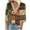 Khaki, variant on Ruimatai Women's Casual Lace V-Neck Printed 3/4 Sleeve Loose Blouse Top Comfortable Fashion Tunic Shirt