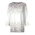 thumbnail image 5 of JGNGSHN Women Mardi Gras 3/4 Sleeve Tops Carnival Themed Party Parade Clothes Color Block Graphic Top Crew Neck Shirt Loose Fit Fashion Blouse, 5 of 5