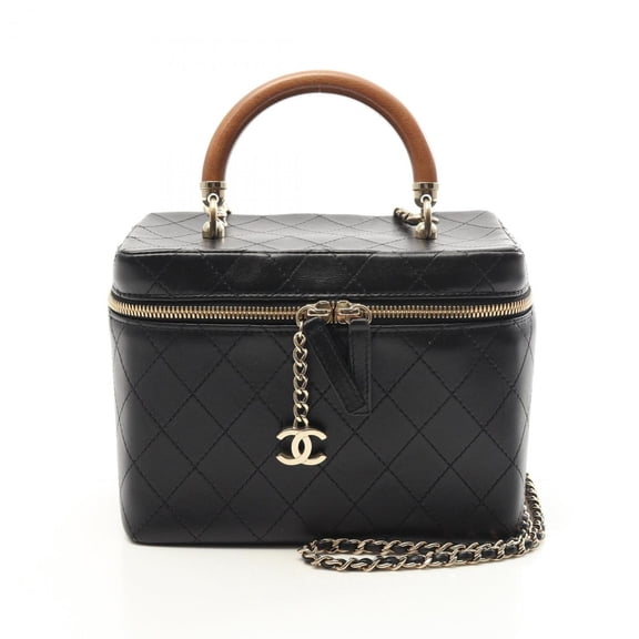 Pre-Owned CHANEL Matelasse Vanity Bag Shoulder in Lambskin Leather, Black (Good)