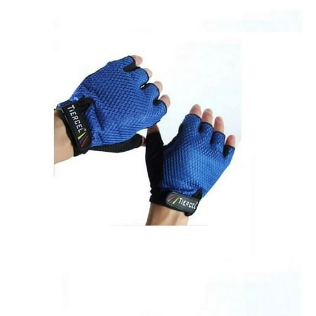 Fingerless Cycling Gloves - Blue - Medium