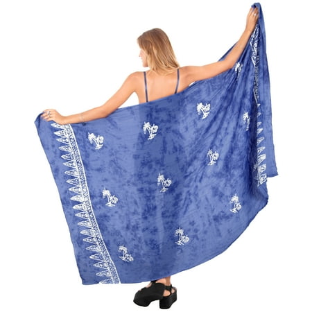 HAPPY BAY Women s Beachwear Summer Bikini Wraps Beach Wrap Coverups Sarong Skirt Bathing suit Swim Cover up Swimwear Coverups for Women One Size Lapis  Palm Tree