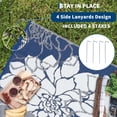 thumbnail image 2 of Tapis de Patio Extérieur – Tapis en Paille Plastique Réversible 9x18 Pieds – Résistant aux UV et aux Taches – Floral Moderne Bleu Marine/blanc – Imperméable, Facile à Nettoyer – Comprend Sac et Piquets – Spéc. É.-U., 2 of 7