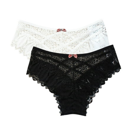 uublik Value 2-Pack  Women s Thongs No Show Thong Lace Panties Breathable Comfortable Underwear Womens