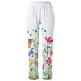 thumbnail image 4 of Azrian Women's Summer Casual Loose Cotton Linen Pocket Pants Women's Summer Printed Cotton Pocket Straight Sleeve Casual Elastic Waist Loose Length Pants, 4 of 5