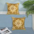 thumbnail image 4 of Boho Pillow Covers 18x18 Set of 2 Yellow Vintage Carpet Throw Pillow Covers Outdoor Decoration Retro Bohemian Rug Pattern Decorative Pillowcase Farmhouse Linen Cushion Cover for Sofa Couch, 4 of 5