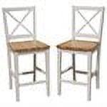 TMS Virginia Cross-Back 24" Stool, Set of 2, White/Natural