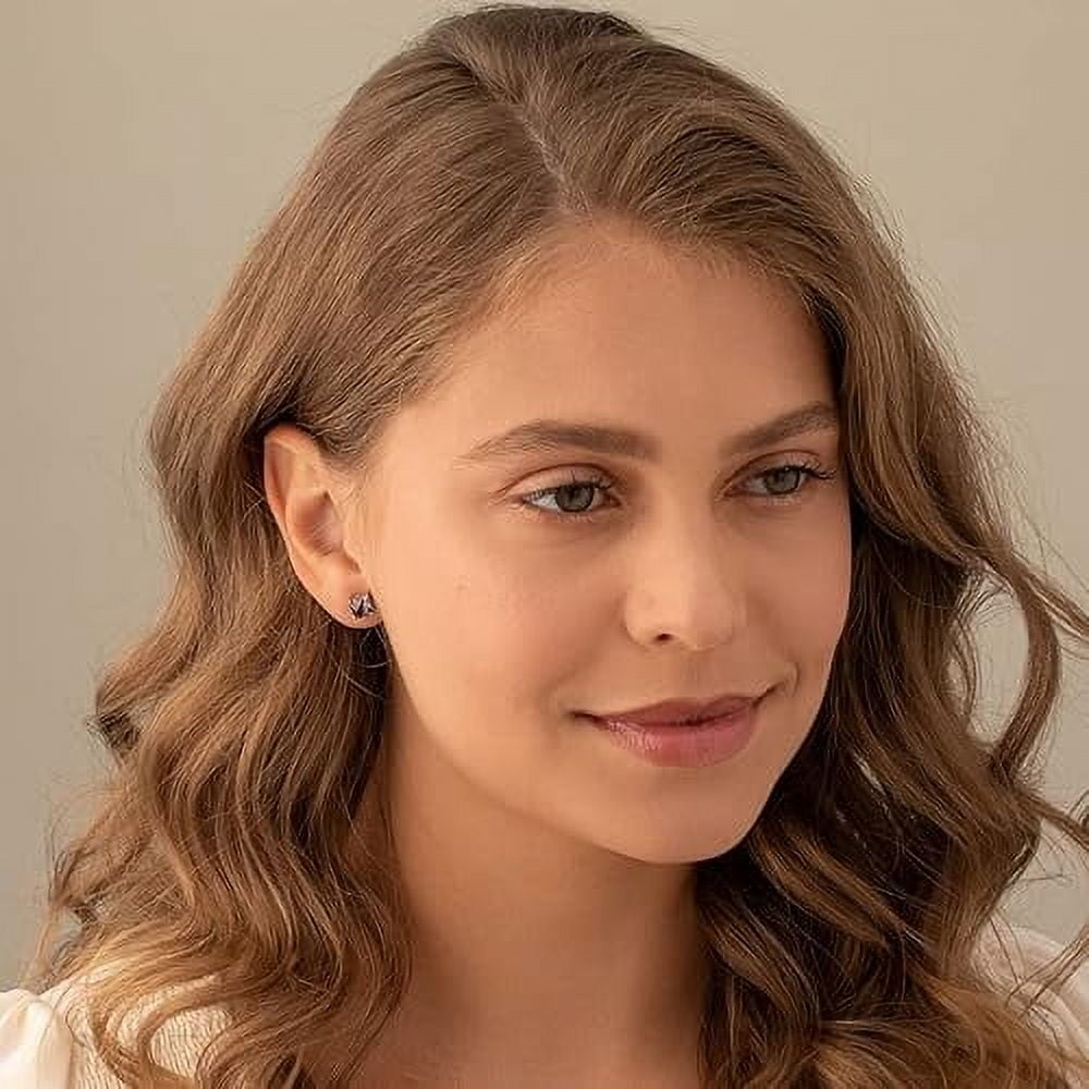Divine Creation 2.20 Ct Cushion Cut Alexandrite Push Back Stud Earrings 14K White Gold Plated For Womens 925 Sterling Silver