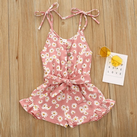 

RPVATI Baby Girls Strap Infant Toddler Romper Summer Floral Printed Jumpsuit Sleeveless Cotton Bodysuit