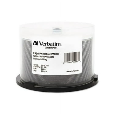 Verbatim 4.7GB 16X DVD-R White Inkjet Printable 50 Packs Spindle DVD ...