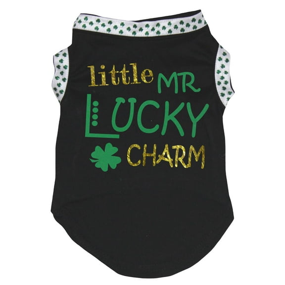 Petitebelle Little Mr Lucky Charm Puppy Dog Shirt (Black, Medium)