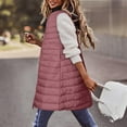 thumbnail image 5 of Fashionable Women's Long Down Vest Women's Casual Sleeveless Hooded Down Vest Jacket for Fall and Winter, Lightweight, Winter Clothes for Women,Pink,M, 5 of 6