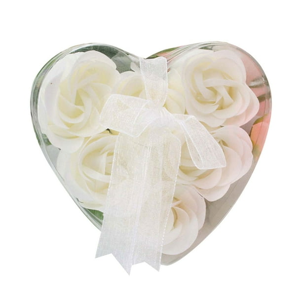 Xihbxyly Jabón con Aroma a Rosas (6 Unidades), Caja de Lujo En Forma de Corazón, Regalo Romántico para El Baño y El Lavado de Manos, Ideal para Bodas, Cumpleaños, Aniversarios, San Valentín y Día de