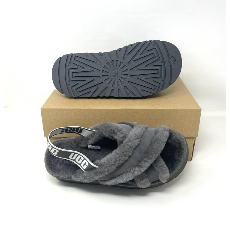 UGG Disco Cross Slide Gray Slippers Logo Platform Women's UGG Disco Cross Slide Gray Slippers Logo Platform Women's