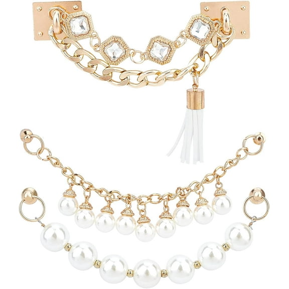 3 Strands Shoe Charm Chains Pearl and Rhinestone Shoe Chains Bling Shoe Charms for DIY Hole Shoes Clog Sandals Decoration Phone Case Decoration