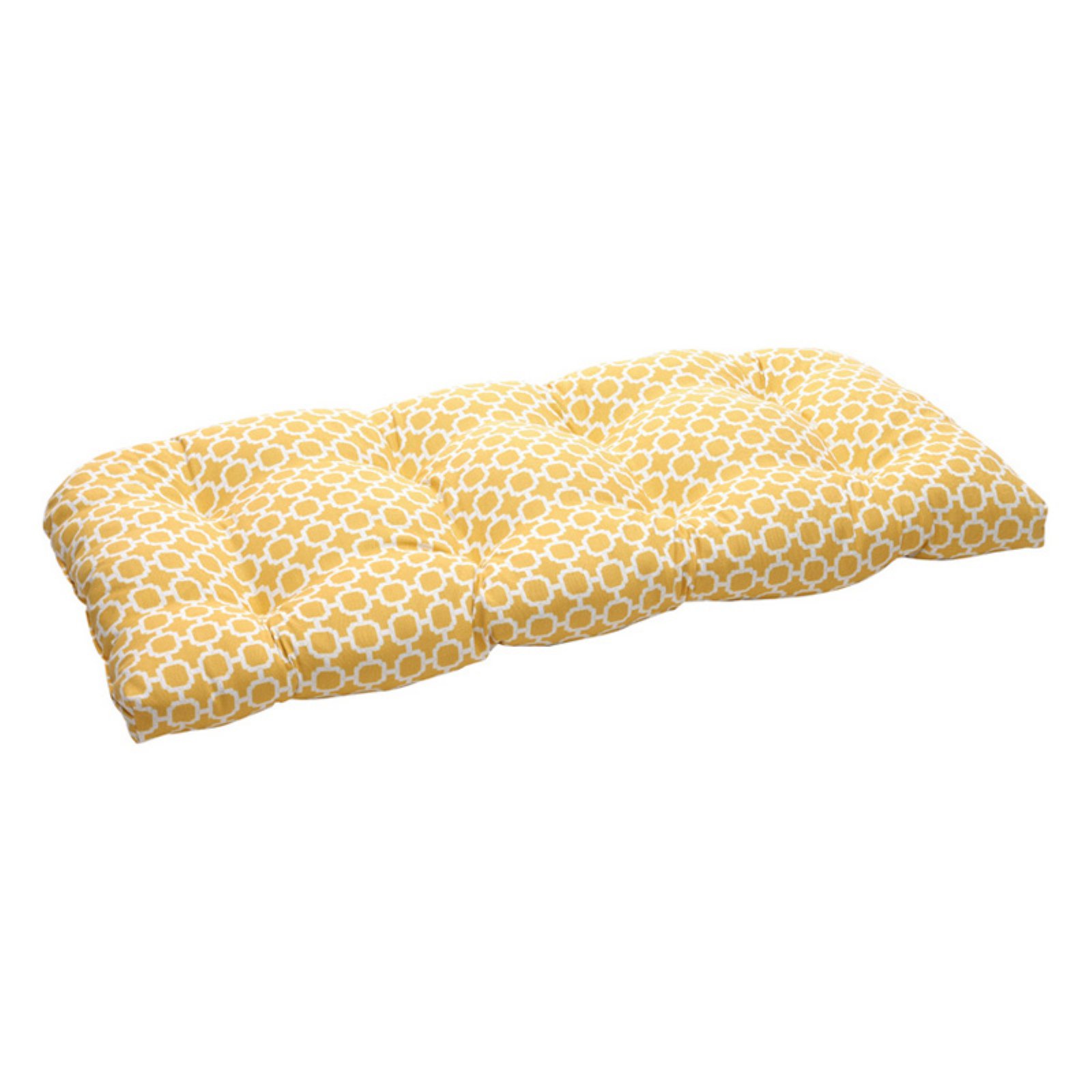 Pillow Perfect 450360 Hockley Yellow Wicker Loveseat Cushion
