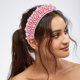 thumbnail image 2 of Diadema acolchada con perlas de imitación, diadema de ala ancha con esponja, diadema para mujer, rosa, 2 of 7