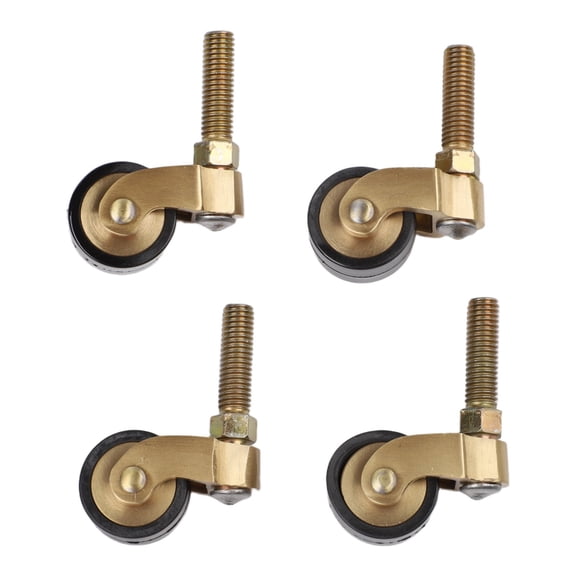 4Pcs 360 Degree Brass Caster Wheels For Heavy Duty Sofa Furniture Tables With Silent Bearings, Gold Black