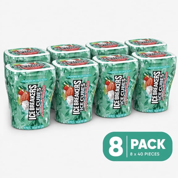 Ice Breakers Ice Cubes, Strawberry Daiquiri Flavored, Sugar Free Gum (Pack of 8)