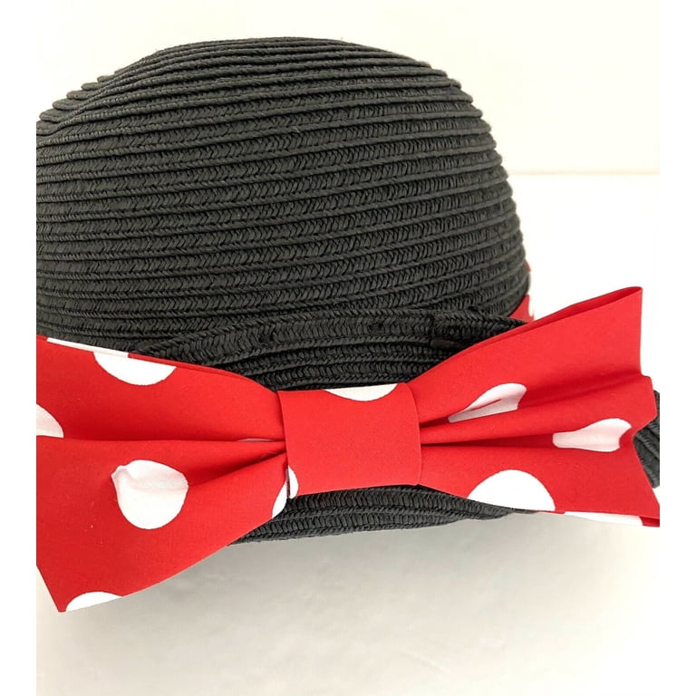 Disney Parks Minnie Mouse Straw Fedora Sun Hat Polka Dot Bow  display picture 1