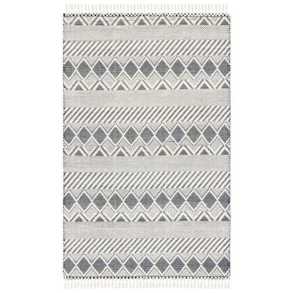 SAFAVIEH Natura Joandra Geometric Wool Area Rug, Ivory/Charcoal, 3' x 5'