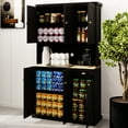 thumbnail image 3 of 71" Kitchen Pantry Storage Cabinet With Adjustable Shelves, 6 Doors For Microwave Oven - 1 Drawer Black Durability Freestanding Microwave,, 3 of 6