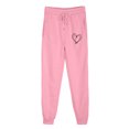 thumbnail image 3 of USNSM Sweatpants for Women Trendy Love Heart Graphic Jogger Pants Casual Elastic High Waisted Trousers with Pocket Pink S, 3 of 4