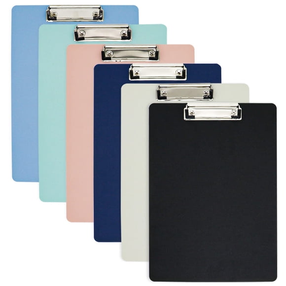BOMEI Pack Presse-Papiers en Plastique A4, Lot de 6 Couleurs Assorties Presse-Papiers de Bureau, 12,5 x 9 Pouces