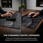 Large Japanese Sea Wave Mouse Pad, 31.5 x 11.8 Inch Extended Anime Gaming Desk Pad, Black Kanagawa Mat with Non-Slip Rubber Base, 3mm Thick Long Mousepad for Keyboard and Mouse