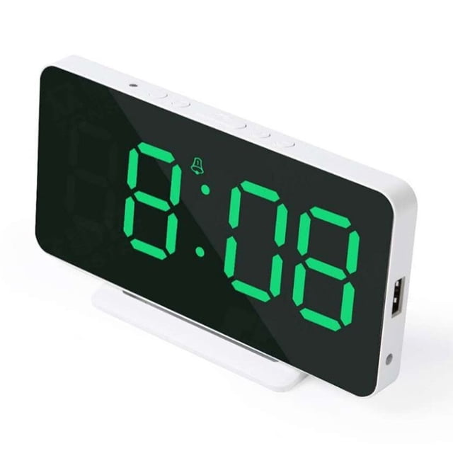 Horloge Miroir LED Grand Écran Horloge Simple Chargement USB AI pour Réveil Intelligent