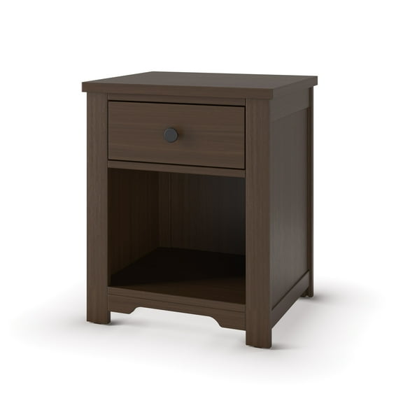 Child Craft Harmony Nightstand with Drawer & Open Cubby Storage, Pine Wood Construction, Brushed Truffle