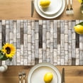 thumbnail image 4 of Burlap Table Runner 90 Inches Long, Retro Marble Texture Pattern Non-Slip Kitchen Table Runners for Dining Room Everyday Use Party Table Decorations Farm Stone Brick Decoration, 4 of 9