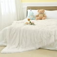 thumbnail image 2 of DweIke Shaggy Throw Blanket with Sherpa Warm Underside,Super Soft Cozy Large Plush Fuzzy Blanket,50"x60",Cream White, 2 of 7