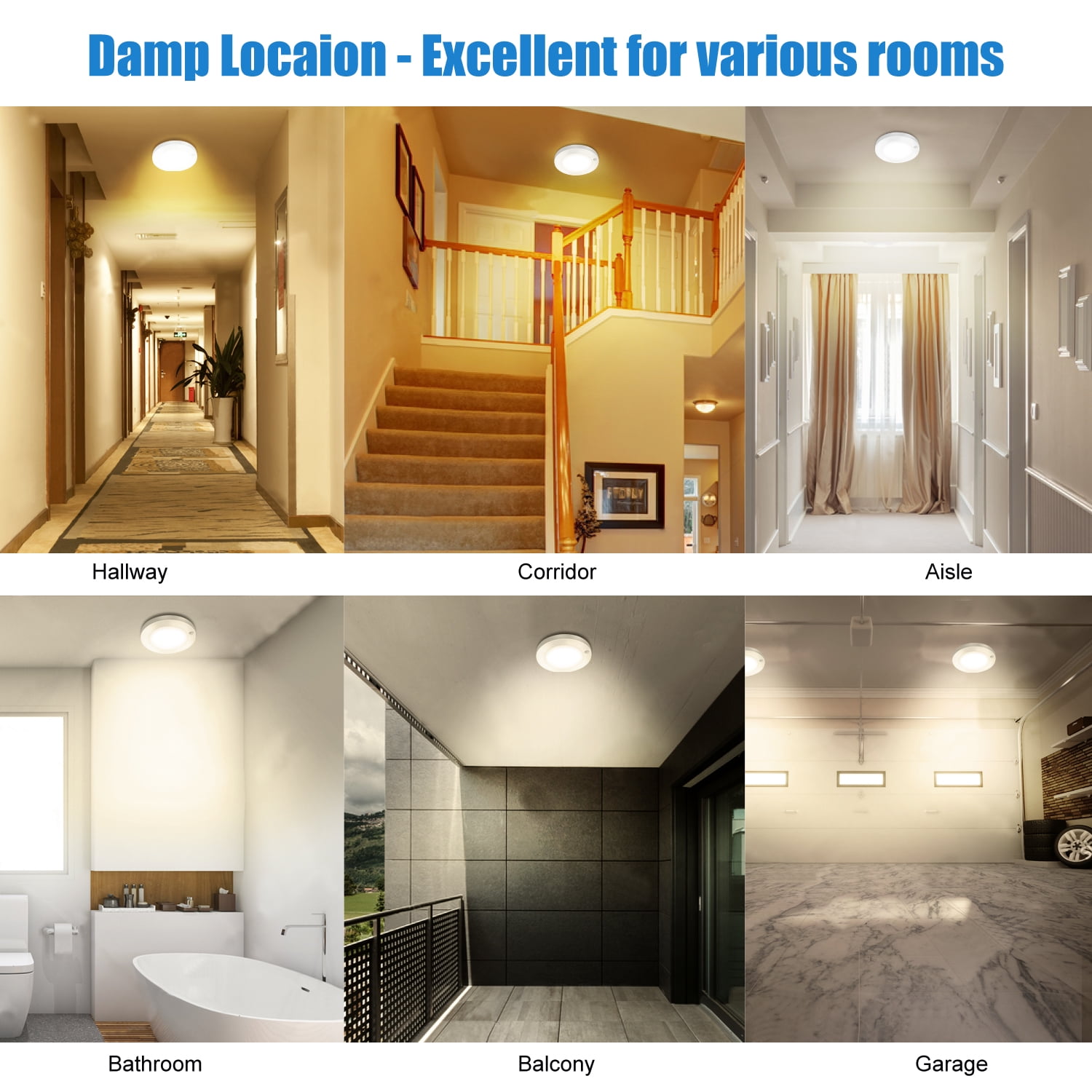 Motion Sensor LED Ceiling Light, 6inch 120V LED Flush Mount Round Lighting Fixture, 10W 700lm LED Closet Light for Indoor/Outdoor, Porches, Closet Rooms, Stairs, Hallways, 5000K Daylight White