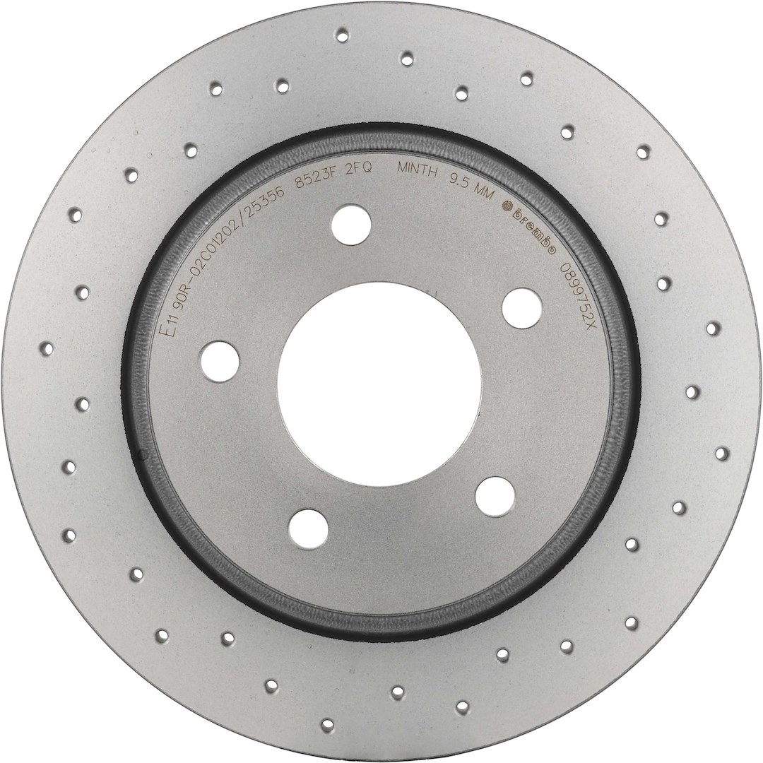 Brembo KTX4061; Brake Kit; Low-Metallic Brake Pads; 280 Millimeter Xtra Solid Cross Drilled High Carbon Cast Iron One Piece Rotor; With Rotors/ Pads/ Anti-Rattle Spring/ Mounting Hardware