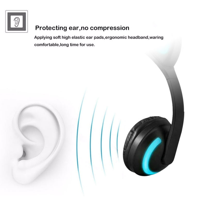 ZW-19 Sans Fil Bluetooth Casque Lumineux Chat Oreille Écouteurs Stéréo  Musique Casque Mains Libres w /