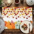 thumbnail image 3 of Orange Fall Thanksgiving Pumpkin Placemats Set of 4, Retro Autumn Maple Leaf Table Mats Washable Heat-Insulation Non-Slip Place Mats for Kitchen Dinner Table Indoor Outdoor Decor,13x19 Inch White, 3 of 9