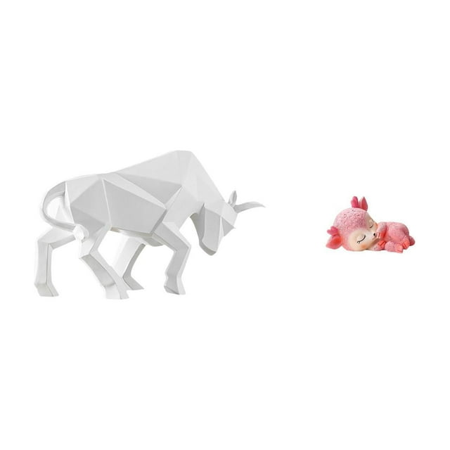 Estatua de toro,Estatua de toro,figura decorativa para escritorio,Arte decorativo coleccionable para el hogar y la oficina,Escultura de ciervo,Estatuas de ciervos durmientes de resina,adorno
