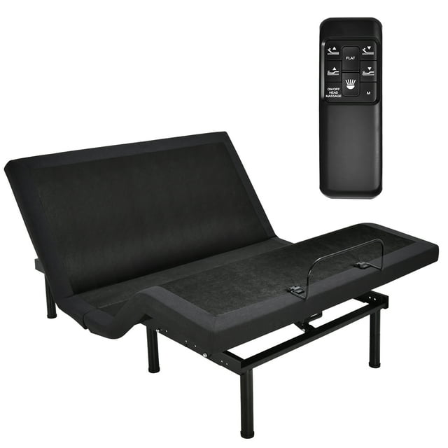 Costway Cadre de Lit Réglable Lit Électrique avec Télécommande de Massage Grand