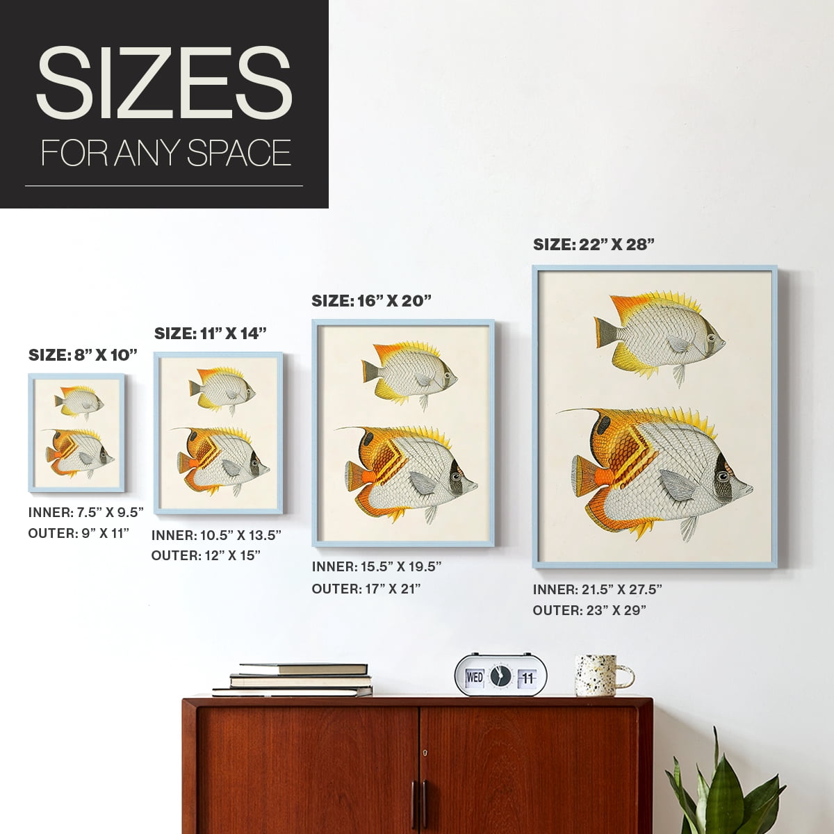 Yellow & Grey Fish I Framed Print - Solid Wood in Single Picture Frame Solid Wood 2 Framed Print