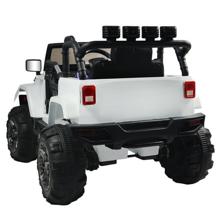 Kids Ride On Toys 12 volt Jeep, URHOMEPRO Electric Motorcycle for Boys/Girls, 3-8 Years Old Power Wheels Jeep, Ride On Truck Car w/ Remote Control, 3 Speeds, Spring Suspension, LED Light, White,