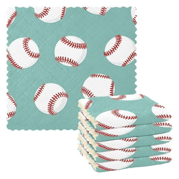 6 Packs Baseball Kitchen Dish Towels Soft Absorbent Dish Cloths 11"x11"