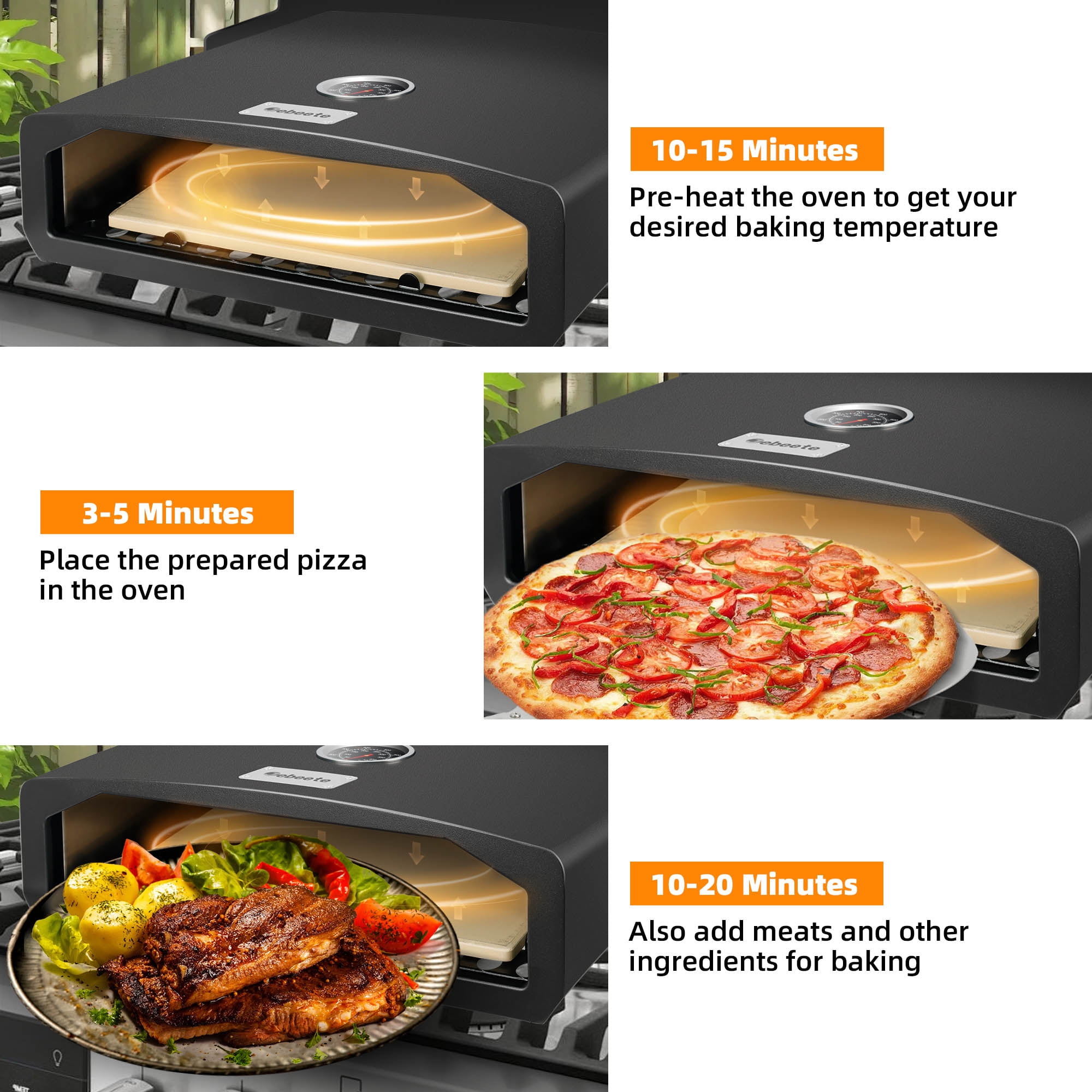 ATR ART to REAL Portable Charcoal Pizza Oven, 15.7" Grill Top Pizza Oven Outdoor