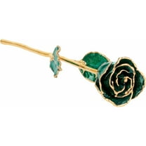 24k Gold Dipped Sparkle Emerald Lacquer Real Rose Valentine's Day Holiday Gift