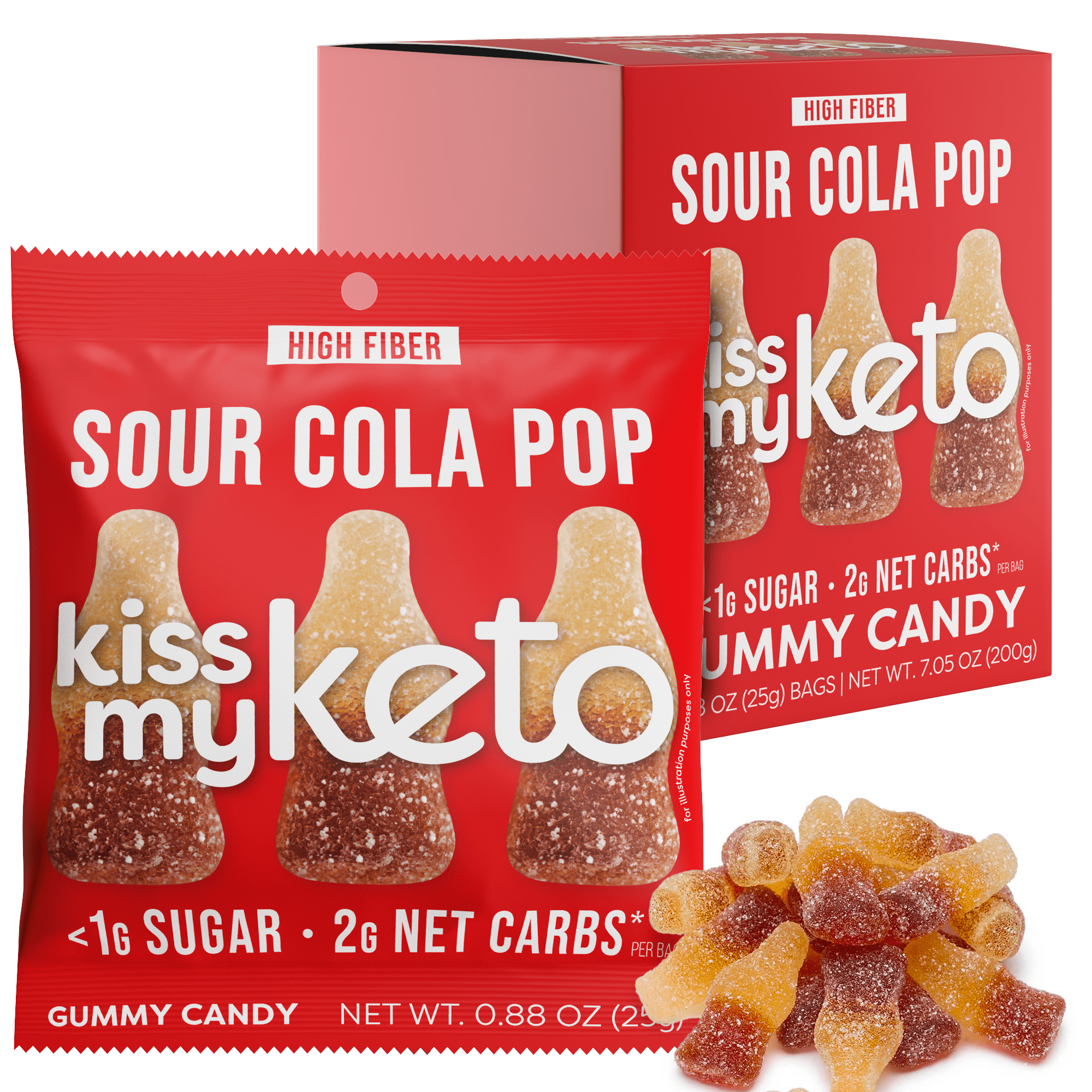 Kiss My Keto Gummies Candy Low Carb Candy Sour Cola Pop, Keto Snack